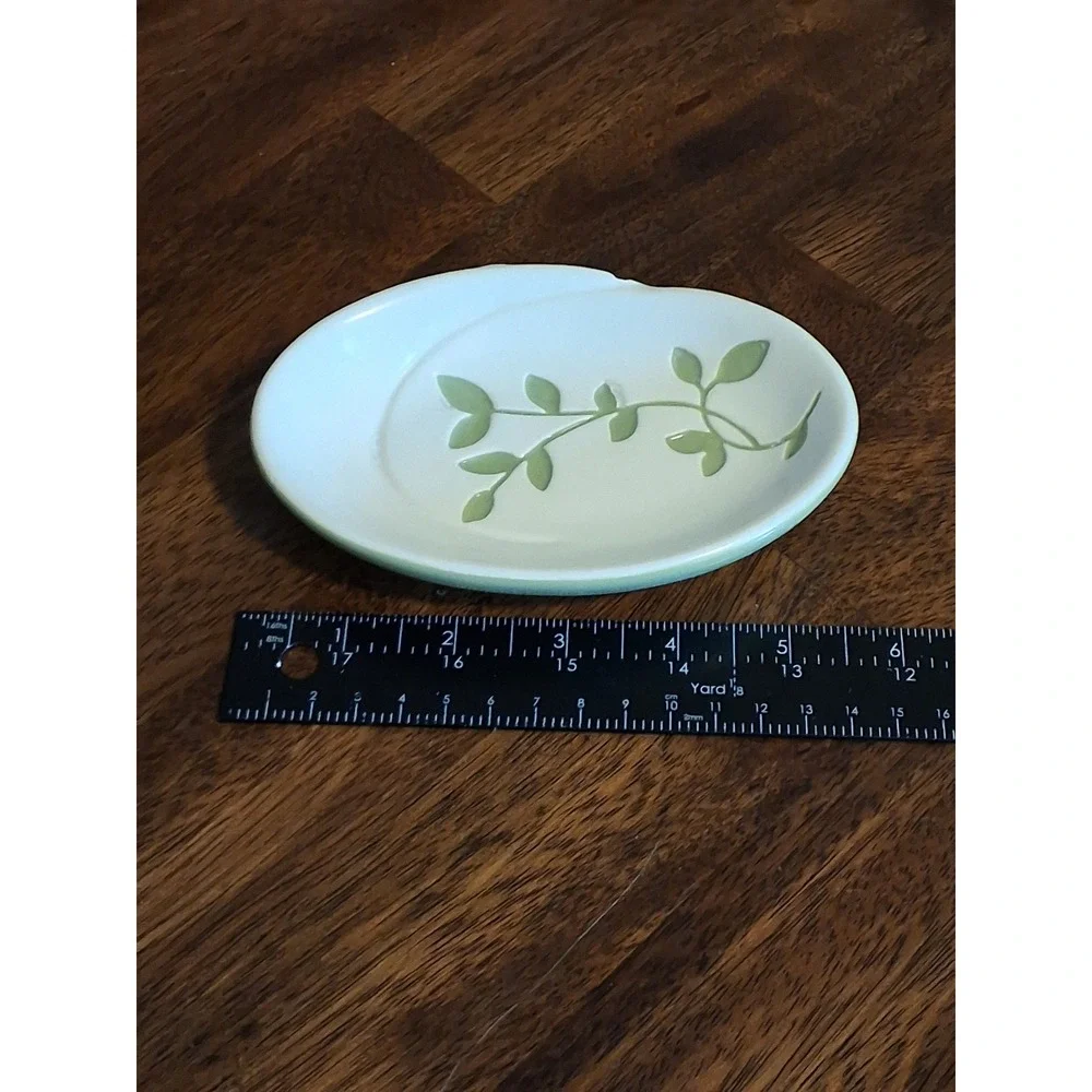 Bed Bath & Beyond Spring Lake Ceramic Bathroom Set Sage Green Leaf 3 Piece